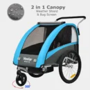 TIGGO VS 2 in 1 Kinderanhänger Jogger mit FederungFahrradanhänger Buggy für 1-2 Kinder 360° Drehbar (Blau)