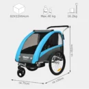 TIGGO VS 2 in 1 Kinderanhänger Jogger mit FederungFahrradanhänger Buggy für 1-2 Kinder 360° Drehbar (Blau)