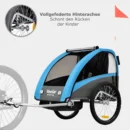 TIGGO VS 2 in 1 Kinderanhänger Jogger mit FederungFahrradanhänger Buggy für 1-2 Kinder 360° Drehbar (Blau)